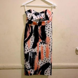 ASOS party peek a boo strapless dress